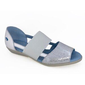 Cloud Women's Open-Toe Slip-On Sandals Size 11 Leather & Fabric White & Silver